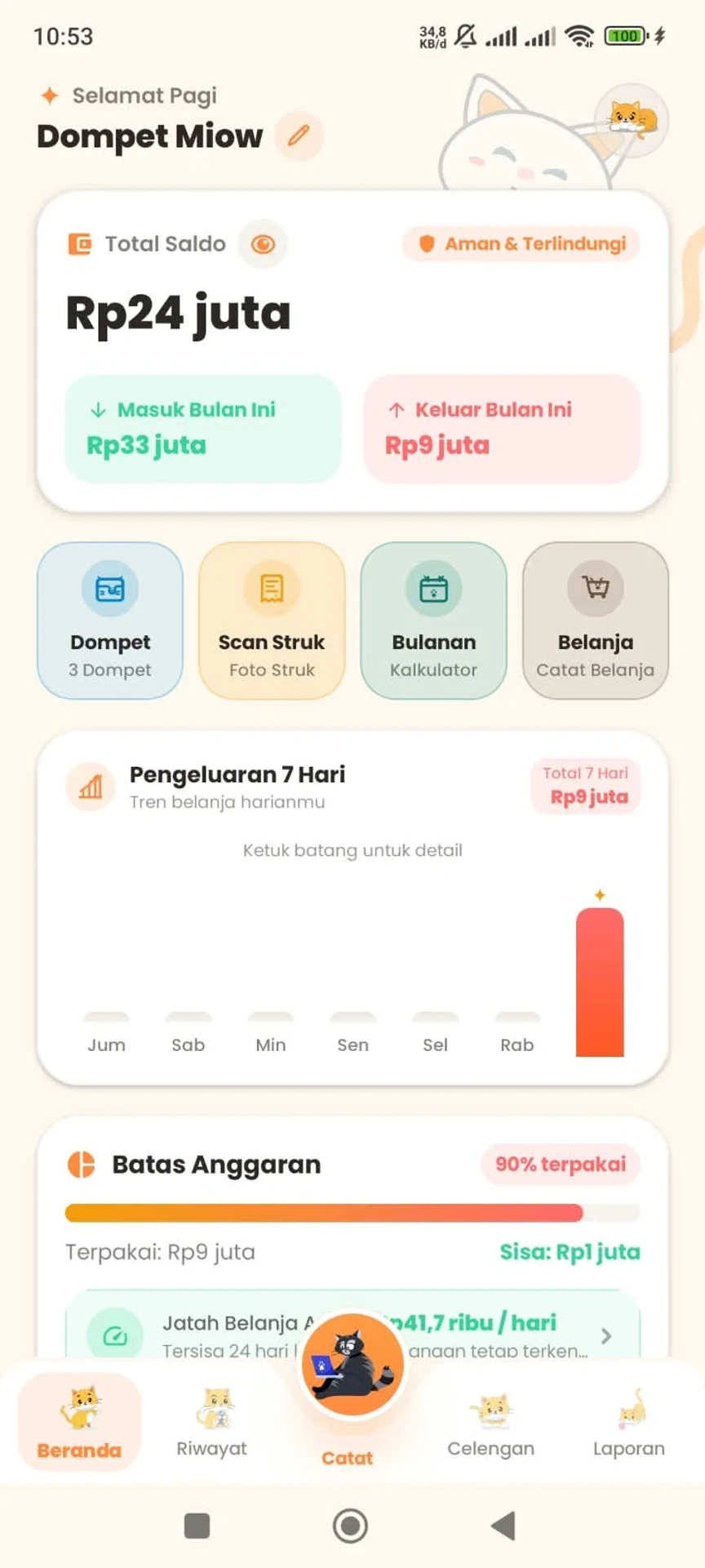 Screenshot of Kucing Atur Duit: Money Tracker